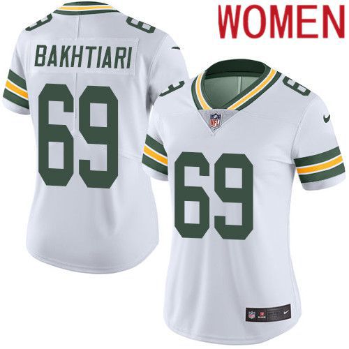 Women Green Bay Packers #69 David Bakhtiari White Nike Vapor Limited NFL Jersey